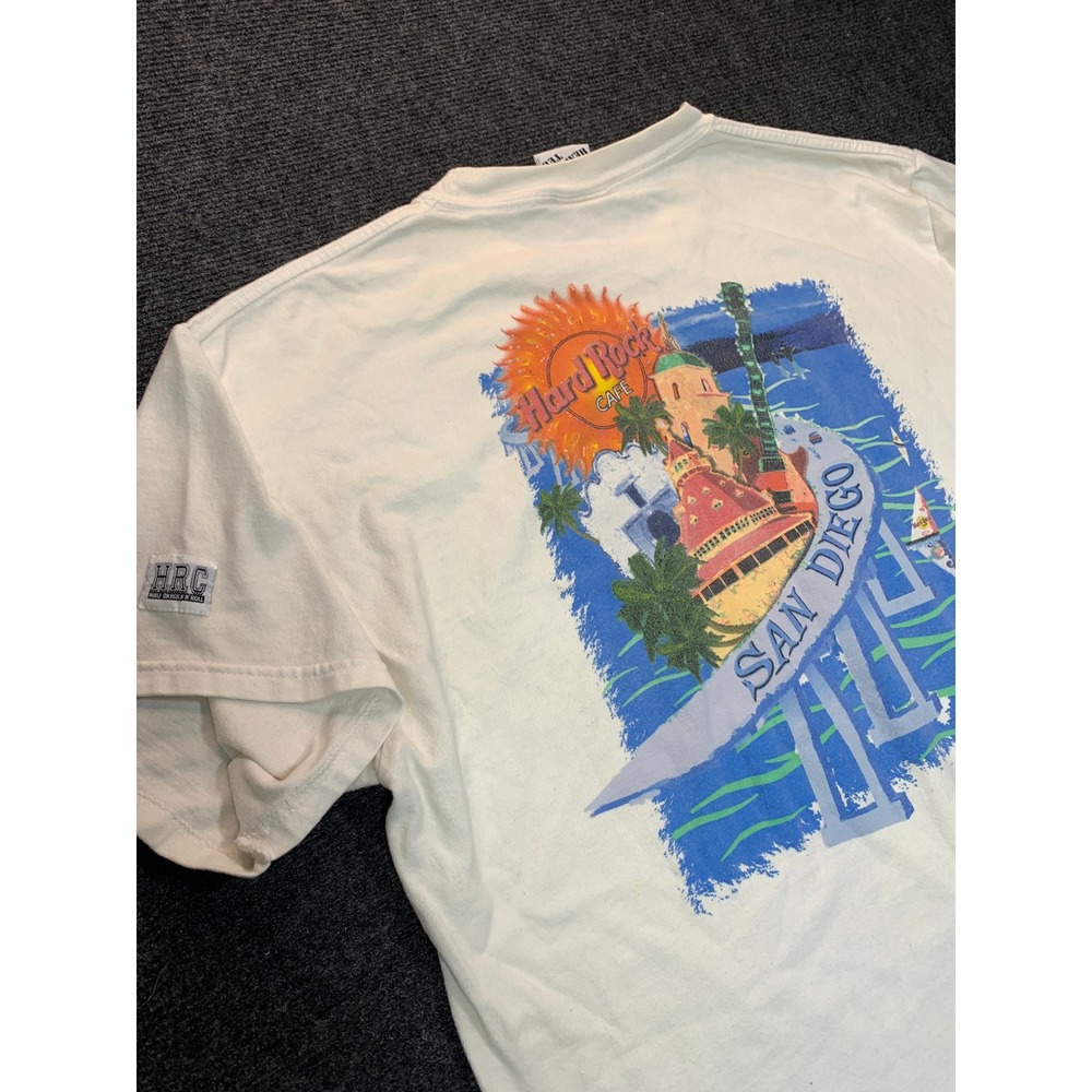 VTG 90's Hard Rock Cafe T Shirt Mens L San Diego Heavy Tee Lrg Back Graphic